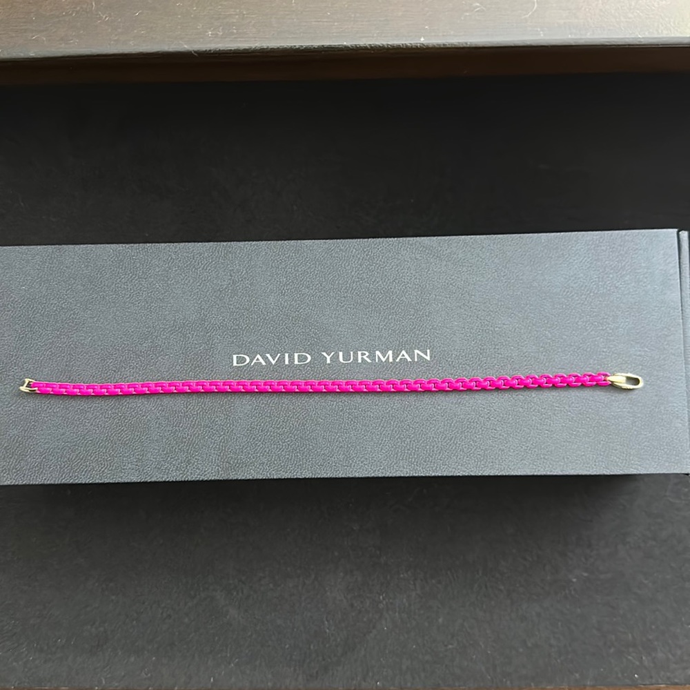 David Yurman Bel Aire Chain Bracelet in Hot Pink with 14K Rose Gold Accent